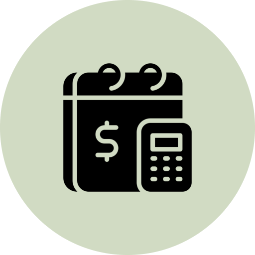Financial planning icon with calendar and calculator